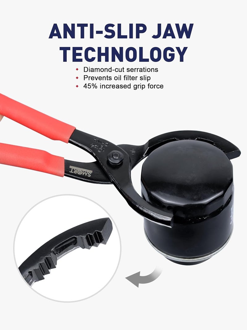 SMART JERRY - Adjustable Oil Filter Wrench | Motorcycle Oil Change Tool | 12'' Oil Filter Pliers for Engine Filter, Conduit, PVC Fitting | Fuel Filter Removal Tool Fit 1-7/8" to 4" Filter - Image 4